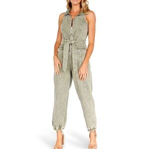 NEW‎ Baltic Born Zahara Sleeveless Jumpsuit Washed Olive Green Cotton Small